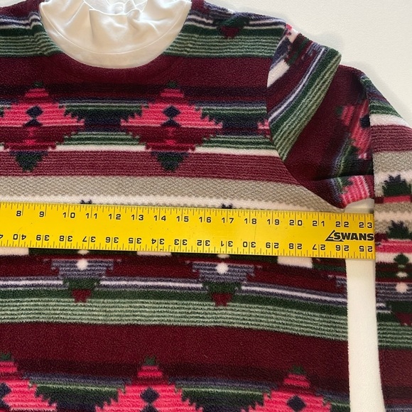 Vintage 90s BLAIR Aztec Fleece Turtleneck Sweater Navajo Southwestern Medium - Picture 3 of 10